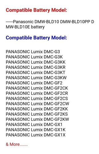 Cargador Para Batería Panasonic Lumix Modelo Dmw-bld10