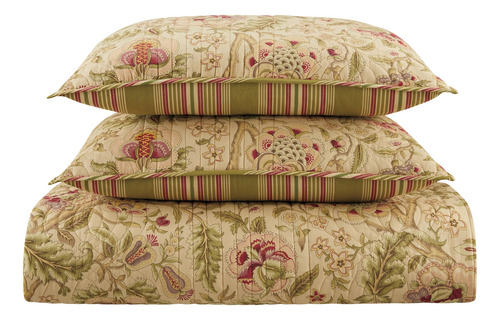Colcha Reversible 4 Piezas Diseño Floral Matrimonial Queen