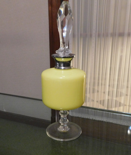 Perfumero Cristal Amarillo Con Cuello De Metal Y Aplicador