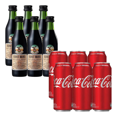 Fernet Branca Miniatura 50ml X6 + Coca Cola 310ml X6 - Gobar