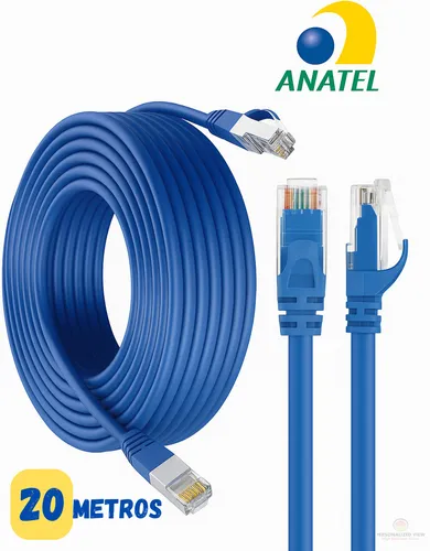 Cabo De Rede Lan 20 Metros Internet Rj45 Ethernet Crimpado Reforçado De Alta Qualidade Personalized View