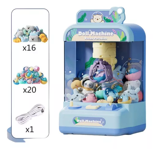 Mini Máquina Pega Bichinho Grua Brinquedo Infantil Jogo Azul - Cia