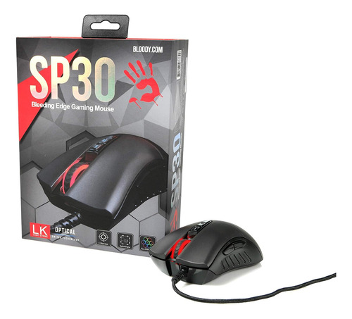 Rato Gamer Bloody Sp30, Ergonómico, 8 Botões, Negro