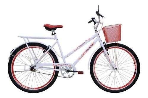 Bicicleta  de passeio Cairu Genova aro 26 freios v-brakes cor branco com descanso lateral