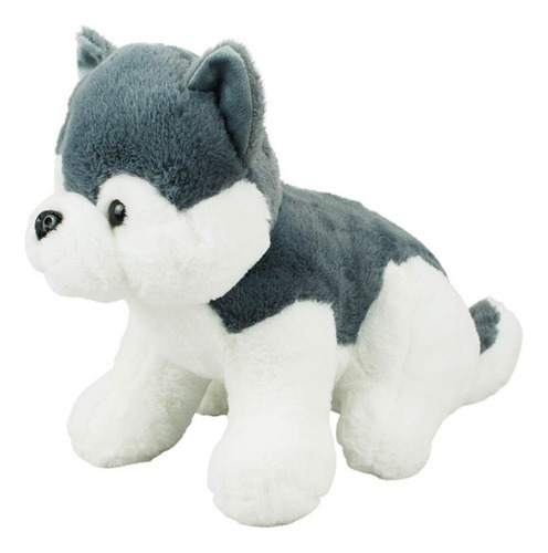 Cachorro Husky Sentado De Pelúcia Presente Fofinho 29 Cm Cor Cinza