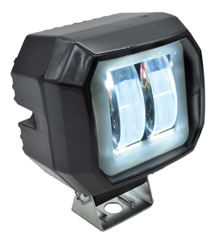 Juego Faros Led Cuadrados Con Lupa Estrobo Arillo Gel Blanco