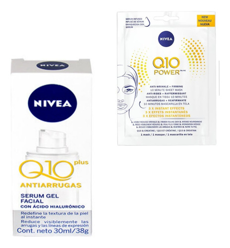 Nivea Q10 Plus Serum Gel Facial Acido Hialuronico 30ml +mask