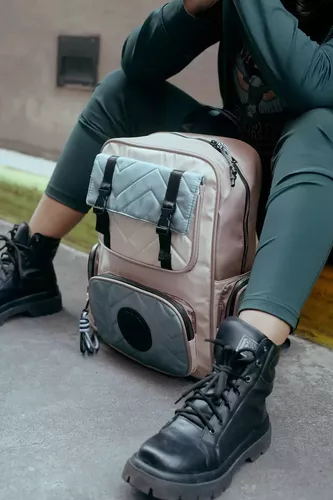 Mochila Mujer Urbana Negra Dama Bolsillos Lima