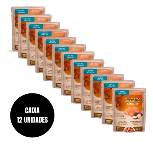 Ração Úmida para Gato Special Cat Ultralife Salmão Sachê 85g Caixa 12 Unidades