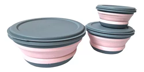 Tupper Bowl Plegable de Silicona x 3 Unidades rosa