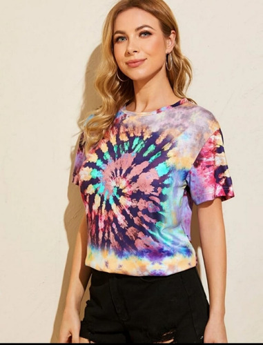 Blusa Tie Dye Mujer Moda Juvenil Ropa Multicolor Verano