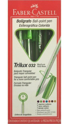 Caneta Faber Castell Esferográfica Trilux Verde C/12 Un