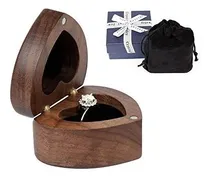 Comprar Joyeros - Caja De Anillo De Madera En Forma De Corazón De Te