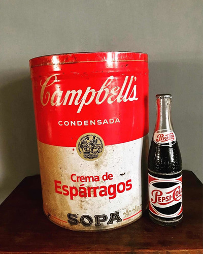 Antiguo Bote Lata Grande En Lamina Sopa Campbells !!