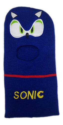 Gorro Pasamontaña Muñeco Sonic Niño Tapaboca Azul