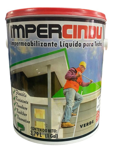 Pintura Impermeabilizante Verde Para Techo Cindu Cod:1058173