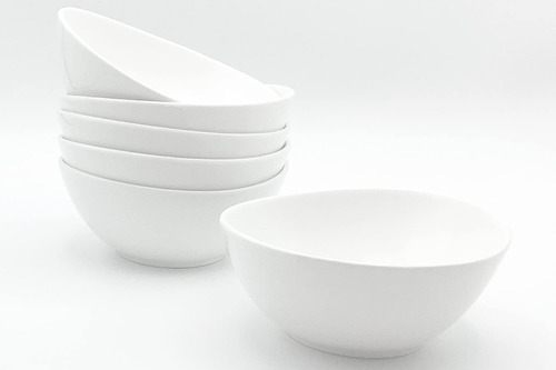 Imagen 1 de 4 de Juego De 6 Tazones Bowl Porcelana Blanco 18 Onzas