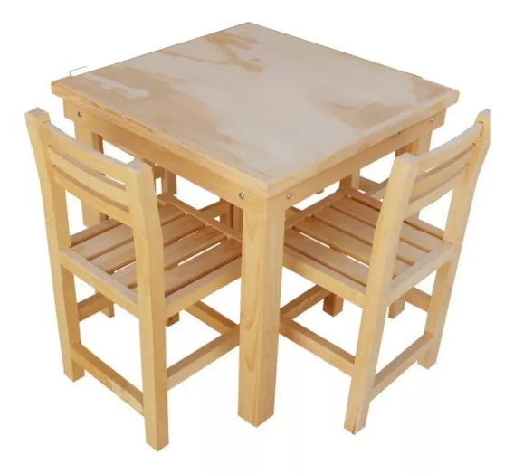 Juego De Mesa Infantil Con 2 Sillas De Madera