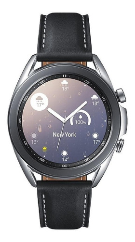 Samsung Galaxy Watch3 1.2" caixa 41mm de  aço inoxidável  mystic silver, pulseira  preta SM-R850