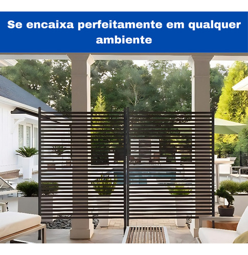 Biombo Reto Linhas De Metal Interno/externo 1,8x0,9mt Marrom