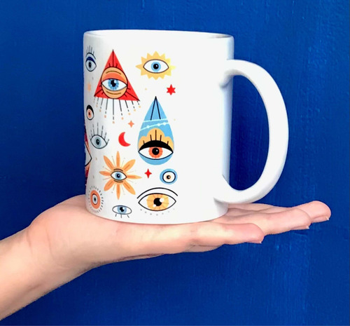 Imagen 4 de 4 de Taza De Once Onzas Con Motivo De Ojos De Protección.