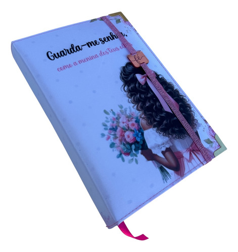 Bíblia Ntlh Garota Buquê 02 Guarda-me Senhor Com Abas Adesivas Capa Dura Acolchoada + Elastico Rosa
