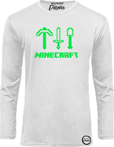 Polera Manga Larga De Hombre Minecraft Supervivencia