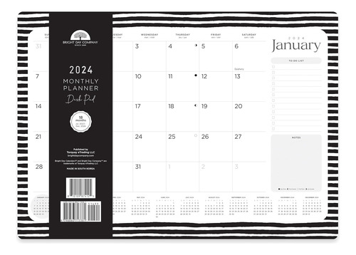 Bright Day - Calendario De Oficina 2023-2024 En Blanco Y Neg