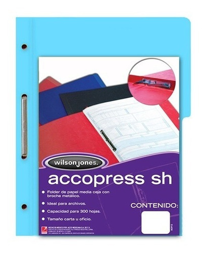 Folder Con Broche Accopress Sh Oficio Azul Claro C/10pzs