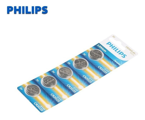 Pila Botón Philips Cr2025 Litio Blister X 5 Unidades