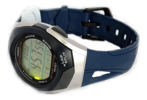 Remate Especial De Relojes Casio: Últimas Piezas En Oferta. Correa Azul marino Bisel Plateado Fondo Ámbar str-300c-2c