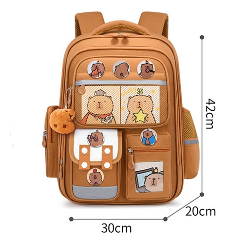 Artmu® Mochilas Escolares Capibara Para Niños Y Niñas De Carpincho Kawaii, Mochila De Gran Infantil Antides Lizante Material Resistente Capacidad,con Colgantetarjeta Insignia Tutor Funda Estuche Lápiz