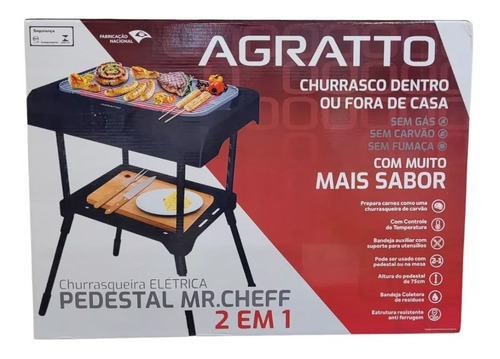 Churrasqueira Eletrica Pedestal Mr Cheff 1800w 127v Agratto Cor Preto 1800