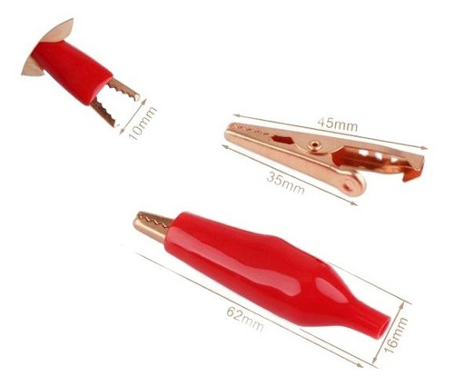 Pinza Tipo Caiman Cocodrilo 45mm Roja Pack De 6