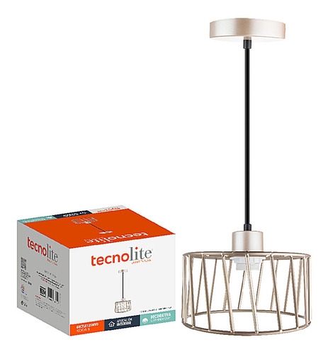 Lámpara De Techo Colgante Acero Dorado Koeia 3 8w Tecnolite