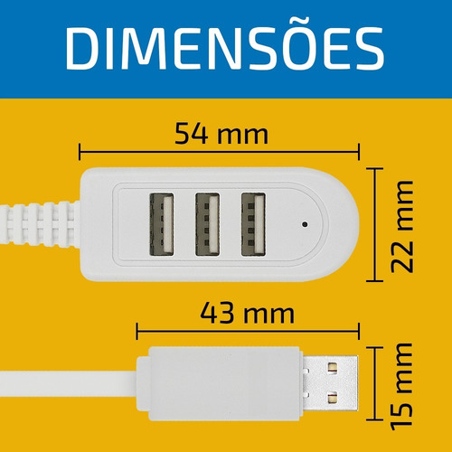 Hub Usb Multi 3 Portas 2.4 Alta Velocidade Extensor Notebook