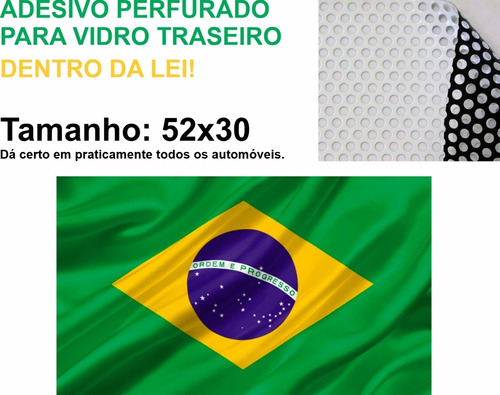 Imagem 1 de 1 de Kit 2 Bandeiras Brasil Adesivo Perfurado Para Carro Patriota