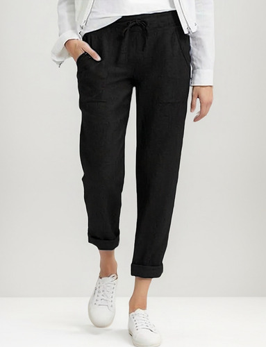 Pantalones Casuales De Talla Grande De Algodón Con Cordón Re