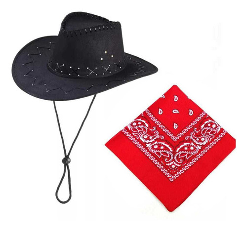 Sombreros Gamuza Para Adultos + Pañoleta Vaquero Disfraz