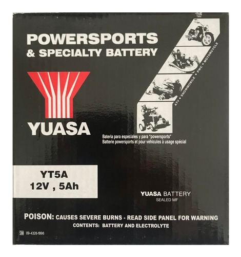 Bateria Yuasa Sellada Gel Yt5a Medida De Yb5l-b 12n5-3b