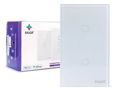 Interruptor Smart 2 Botões Led Touch 2.5d Wifi Tuya Ekaza