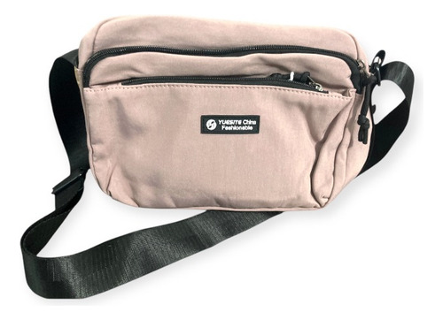 Bandolera Bolsa, Con Varios Compartimentos Palo De Rosa Lisa Negro