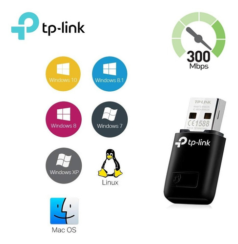 Mini Tarjeta Red Wifi 300mbps 2.4ghz Windows Pc Portable