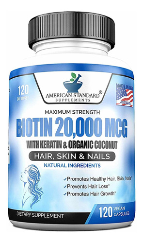 Biotin 20.000mcg Con Keratina, Coco Orgánico Y Zinc