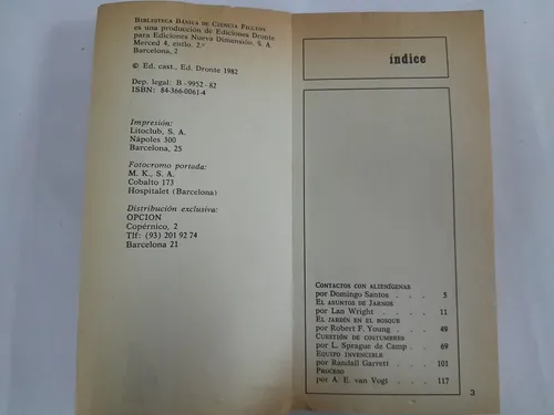 Contactos Con Alienigenas B. B. De Ciencia Ficcion 4 (Usado)