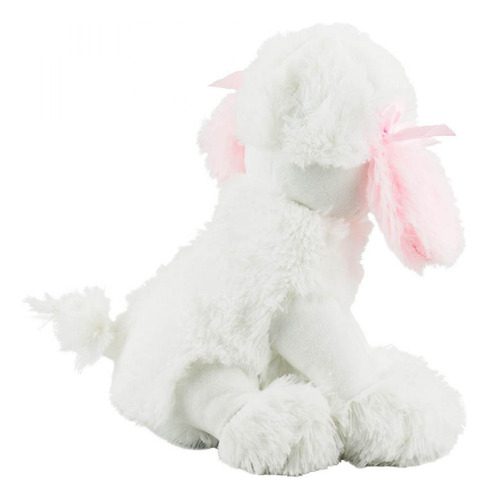 Cachorro Poodle Branco Sentado 27cm - Pelúcia