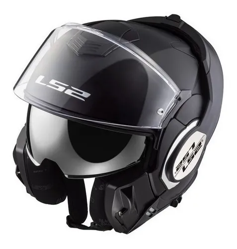 Casco para moto rebatible LS2 Valiant FF399 matt black solid talle S