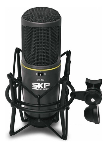 Micrófono de condensador Skp para Studio Sks-420, dos cápsulas, color negro