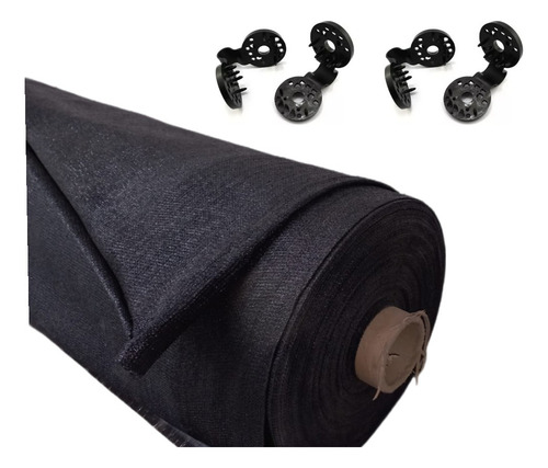 Malla Tipo Raschel 4 X 5 Mts Negra 90% Sombra + Clip Ojillo Negro