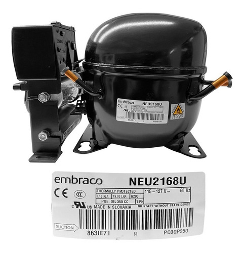 Compresor Embraco 3/4 Hp Gas 290a 110v 60 Hz Bajo Consumo 